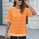 Zeagoo Women Striped T Shirts Oversized Short Sleeve Tops