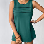 Zeagoo Tank Top Blouses Scooped Neck Pleated Front Shirts