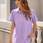 Zeagoo Women's Cotton Button Down Shirts Short Sleeve Casual Shirts