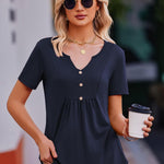 Zeagoo Tunic Tops V Neck Loose Fit Short Sleeve Shirt (DE Only)
