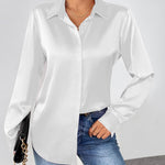 Zeagoo Satin Blouses Casual Long Sleeve Button Down Silk Shirts