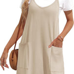 Zeagoo Spaghetti Strap Dress Casual V Neck Beach Dress (DE Only)