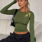 Zeagoo Women Y2K Crewneck Long Sleeve Slim Fit T-Shirt