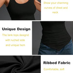 Zeagoo Ribbed Tank Tops 3 Pack Scoop Neck Ruched Shirts