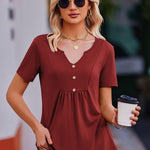 Zeagoo Tunic Tops V Neck Loose Fit Short Sleeve Shirt (DE Only)