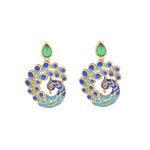 Buddha Stones Natural White Peacock Green Agate Fortune Earrings