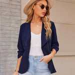 Zeagoo Women's Blazer Elegant 3/4 Sleeve Long Blazer (DE Only)