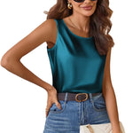 Zeagoo Satin Top Women's Elegant Silk Top Basic Blouse (DE Only)