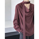 Stack collar Ribbon Shirt