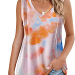 Zeagoo Pleated Tank Tops Loose Fit V Neck Sleeveless Tops