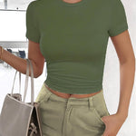 Zeagoo Women's T-Shirt Crew Neck Short Sleeve Crop Tops (DE Only)