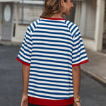 Zeagoo Women Striped T Shirts Oversized Short Sleeve Tops