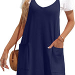 Zeagoo Spaghetti Strap Dress Casual V Neck Beach Dress (DE Only)