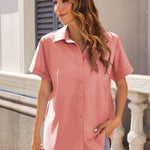 Zeagoo Women's Cotton Button Down Shirts Short Sleeve Casual Shirts