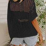 Zeagoo Short Sleeve Crochet Sweater Tops