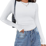 Zeagoo Langarmshirt Damen Rundhals Basic T-Shirt