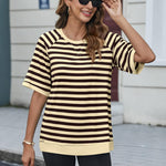 Zeagoo Women Striped T Shirts Oversized Short Sleeve Tops