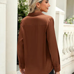 Zeagoo Satin Blouses Casual Long Sleeve Button Down Silk Shirts