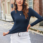 Zeagoo Women Y2K Crewneck Long Sleeve Slim Fit T-Shirt