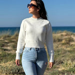 Zeagoo Women's Fall Crewneck Cropped Sweater