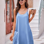 Zeagoo Spaghetti Strap Dress Casual V Neck Beach Dress (DE Only)