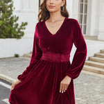 Zeagoo Women's Elegant Velvet Dress Winter Dress (DE Only)