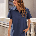 Zeagoo Women's Cotton Button Down Shirts Short Sleeve Casual Shirts