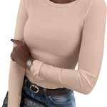 Zeagoo Damen Langarm T-Shirt Basic Slim Fit Tops (DE Only)