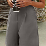 Zeagoo Shorts Casual Elastic High Waist Wide Leg Short Trousers (DE Only)