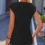 Zeagoo Square Neck Casual Cap Sleeve Shirt