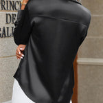 Zeagoo Women Satin Button Down Shirt Long Sleeve Tops