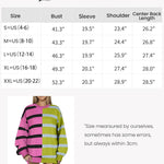 Zeagoo Striped Oversized Sweater Color Block Loose Pullover Top