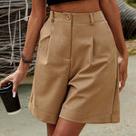 Zeagoo Shorts Casual Elastic High Waist Wide Leg Short Trousers (DE Only)