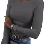 Zeagoo Langarmshirt Damen Rundhals Basic T-Shirt