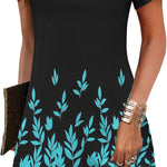 Zeagoo Women's Casual A-Line Dresses with Pockets Floral Tshirt Dress