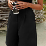 Zeagoo Shorts Casual Elastic High Waist Wide Leg Short Trousers (DE Only)