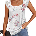 Zeagoo Square Neck Casual Cap Sleeve Shirt