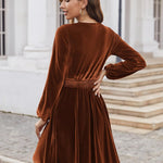 Zeagoo Women's Elegant Velvet Dress Winter Dress (DE Only)