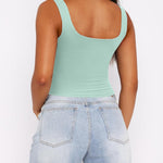 Zeagoo Square Neck Sleeveless Crop Tops