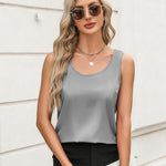 Zeagoo Silk Satin Tank Tops Scoop Neck Sleeveless Tops