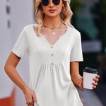 Zeagoo Tunic Tops V Neck Loose Fit Short Sleeve Shirt (DE Only)
