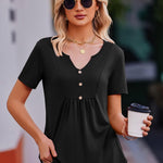 Zeagoo Tunic Tops V Neck Loose Fit Short Sleeve Shirt (DE Only)