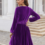 Zeagoo Women's Elegant Velvet Dress Winter Dress (DE Only)