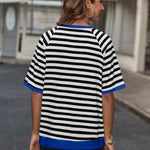 Zeagoo Women Striped T Shirts Oversized Short Sleeve Tops