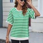 Zeagoo Women Striped T Shirts Oversized Short Sleeve Tops