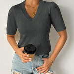 Zeagoo Short Sleeve Sweaters Soft Casual V Neck Pullover Tops