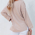 Zeagoo Striped Print Drop Shoulder Long Sleeve Top for Women Casual Work Office Loose Fit 2026 | Under $40