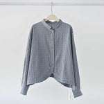 Curved Hem Checkered Textured Shirt