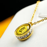 Buddha Stones Tibetan Yellow God Of Wealth Green Tara Buddha Serenity Titanium Steel Necklace Pendant