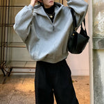 Loose Casual High Collar Hooded Sweatshirt